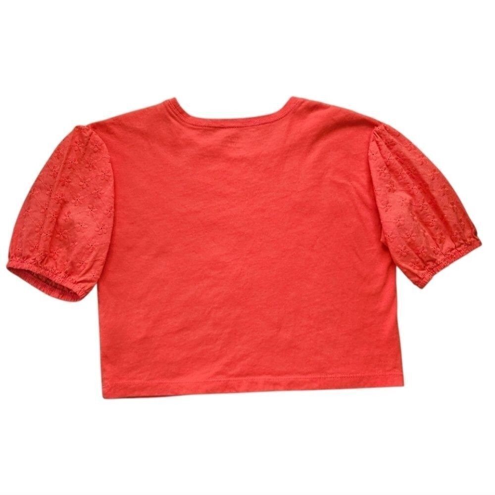 Carter's Kids Girls Orange Eyelet Puff Short Sleeve Crop Top Soft Cotton Size 12 - Picture 5 of 12